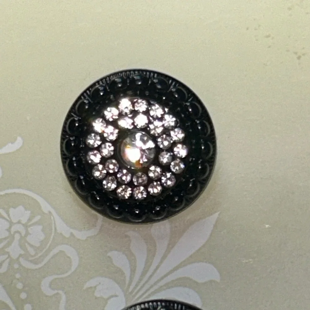 La Mode Black Rhinestone Decorative Buttons 11/16 Inch 18mm 2 Count 60032‎